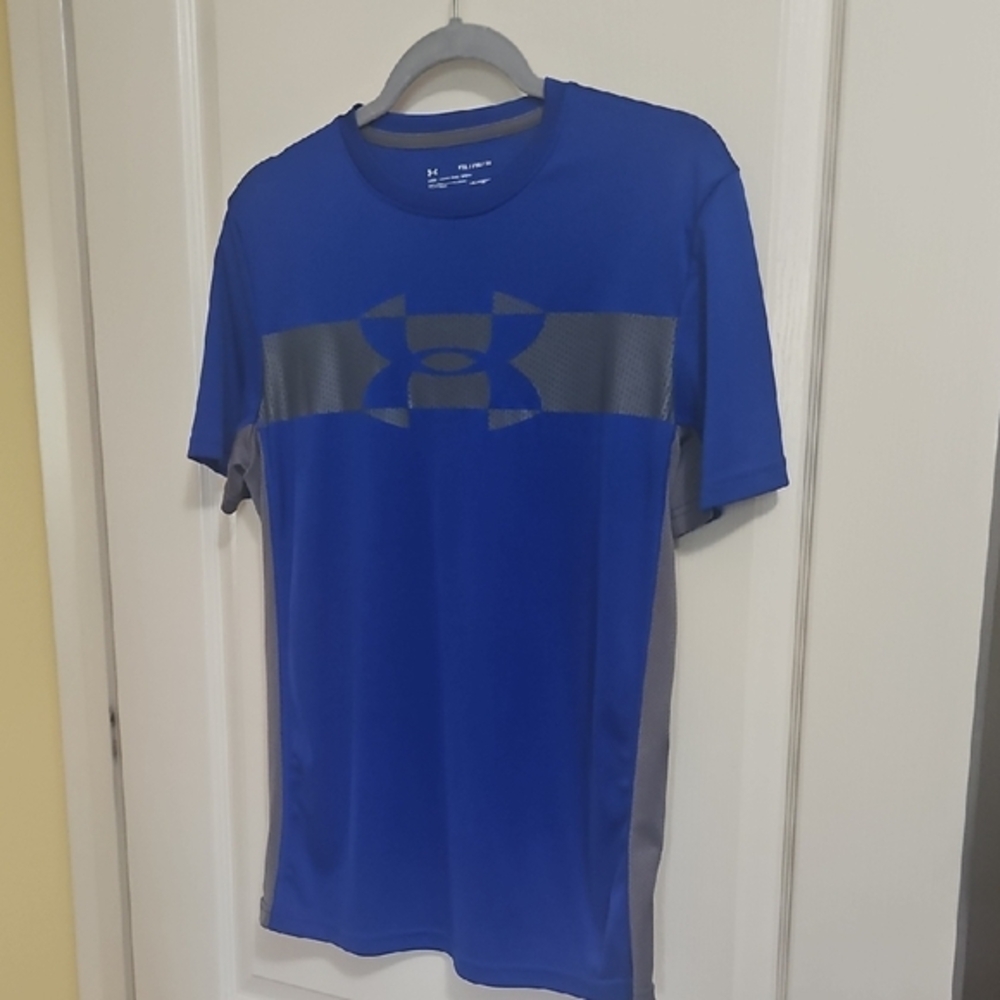 Under Armour Stretch Athletic Top Blue Gray Size YXL